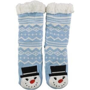 NEW CHARTER CLUB LUXURY women's snowman slipper socks in light blue